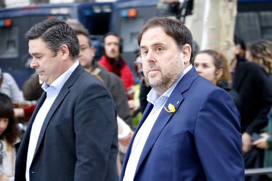 The Catalan vice president, Oriol Junqueras, before appearing on court (by Rafa Garrido)